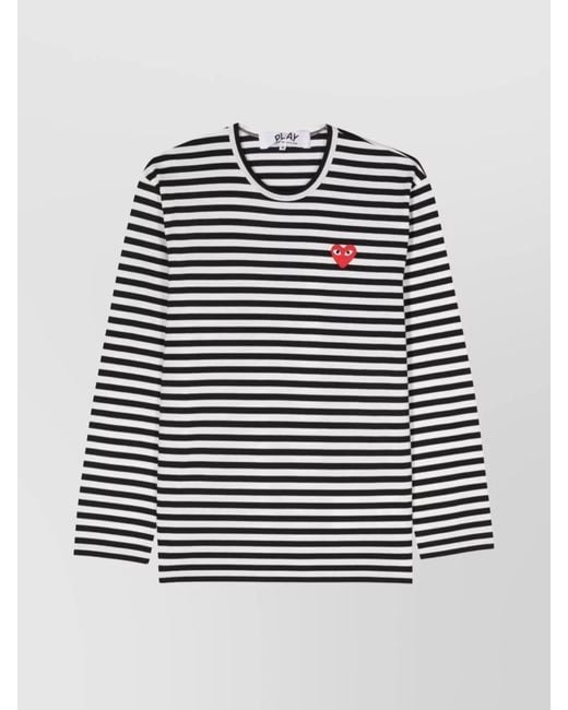 Comme des Garçons Blue Cotton Jersey Striped Long Sleeve T-Shirt