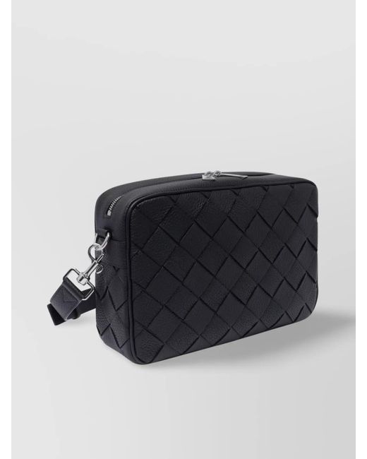 Bottega Veneta Black Woven Rectangular Shoulder Bag for men