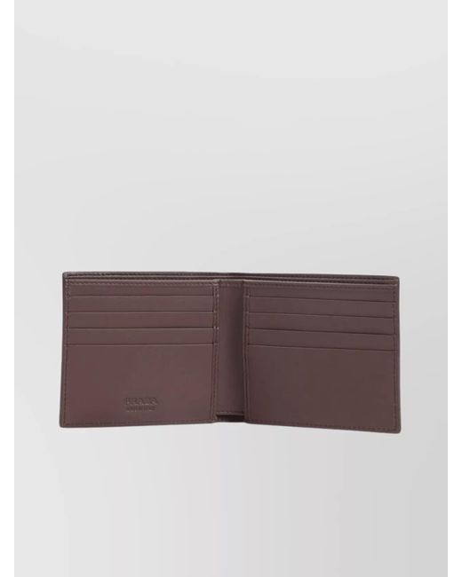 Prada Purple Grained Leather Bi-Fold Wallet for men
