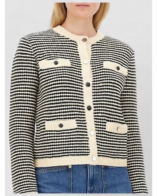 Tory Burch Multicolor Kendra Cardigan Contrast Trim Front Pockets