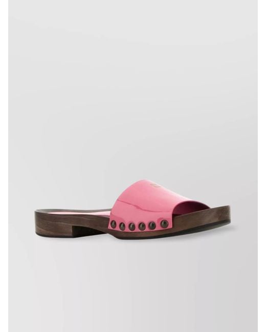 Miu Miu Pink Leather Clogs