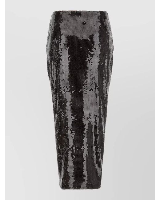 ROTATE BIRGER CHRISTENSEN Black Sequin Knot Skirt High Waist Design