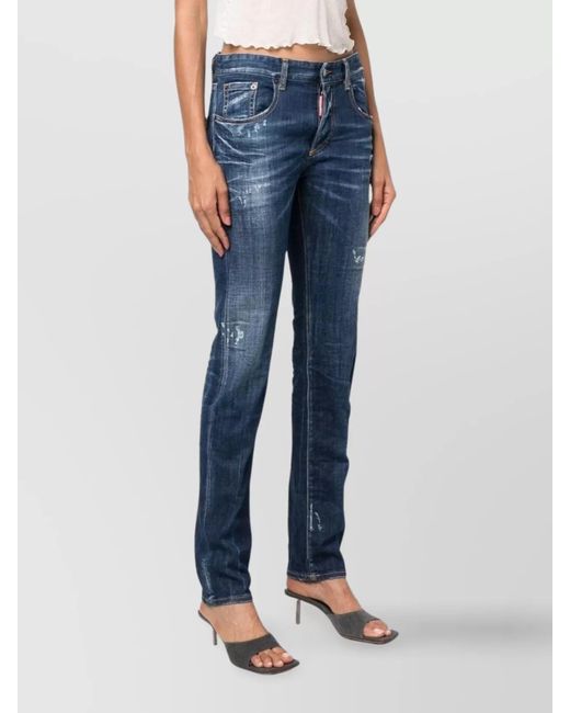 DSquared² Blue Straight-Leg Trousers