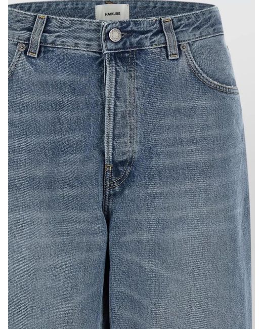 Haikure Blue Denim High-Rise Straight-Leg Cropped Jeans