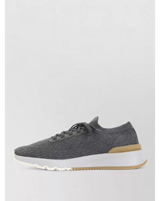 Brunello Cucinelli Gray Lace Up Sneakers Round Toe Design for men