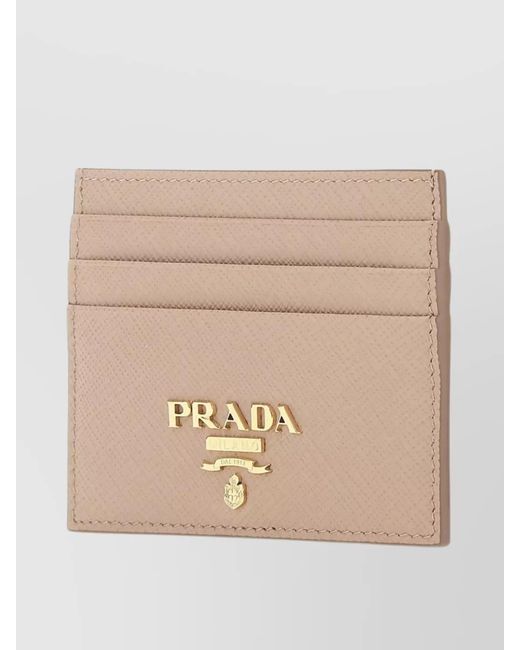 Prada Natural Leather Card Holder Central Slit