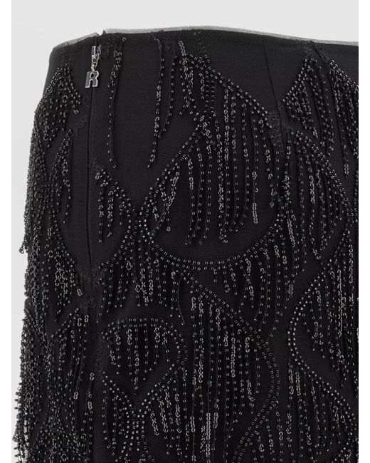 ROTATE BIRGER CHRISTENSEN Black Beaded Fringe Mini Skirt