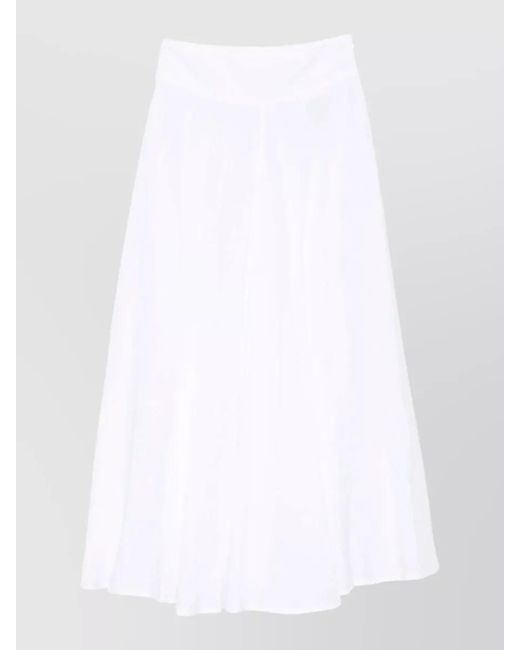 120% Lino White High Waisted Linen Skirt Breathable Design