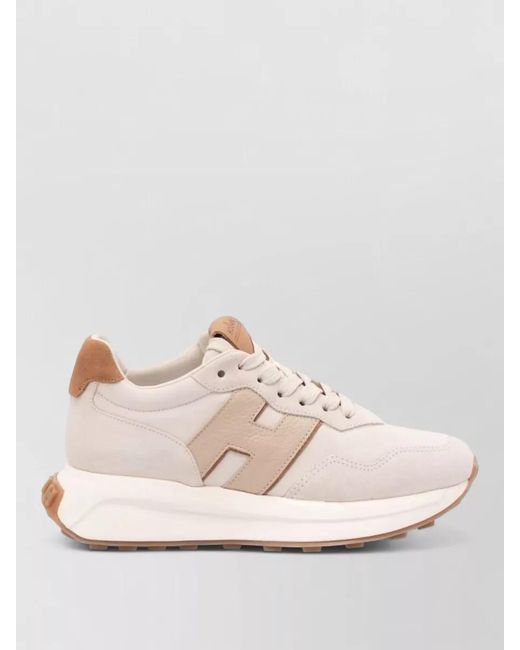 Hogan Natural Sneakers Rubber Sole Suede Accents Design