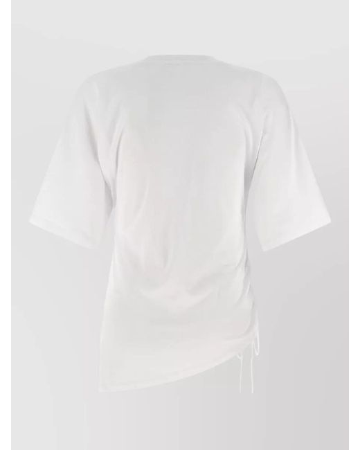 Balmain White Club Graphic T Shirt Asymmetric Hem Drawstring