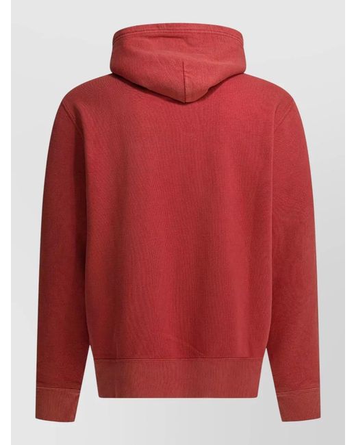 Polo Ralph Lauren Red Logo Hooded Sweatshirt Drawstring Kangaroo Pocket for men