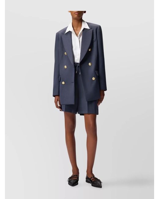 Pinko Blue Double-Breasted Blazer Flap Pockets