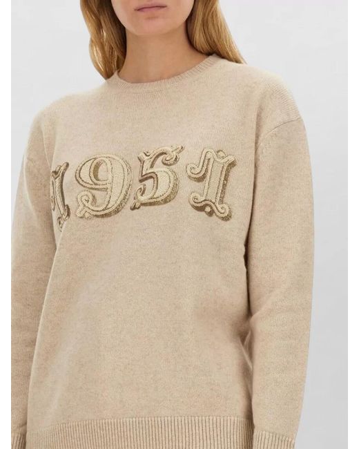 Max Mara Natural Plata Crew Neck Shirt Embroidered Detail