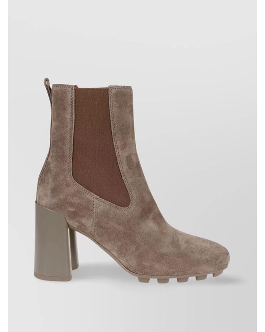 Hogan Brown Leather Chelsea Ankle Boots