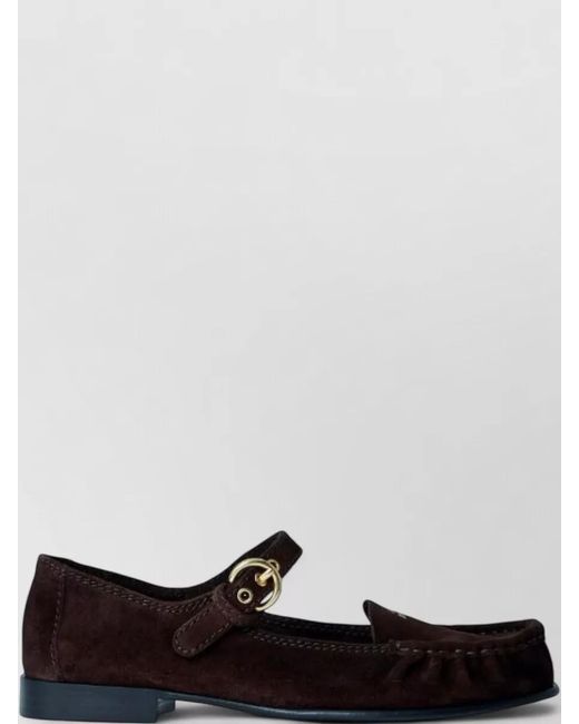 Miu Miu White Suede Loafers Tone Hardware Round Toe