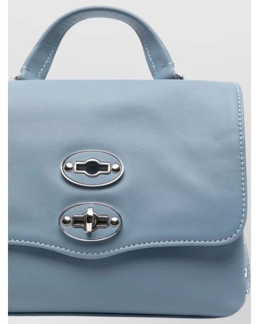 Zanellato Blue Postina Saeta Baby Leather Crossbody Bag