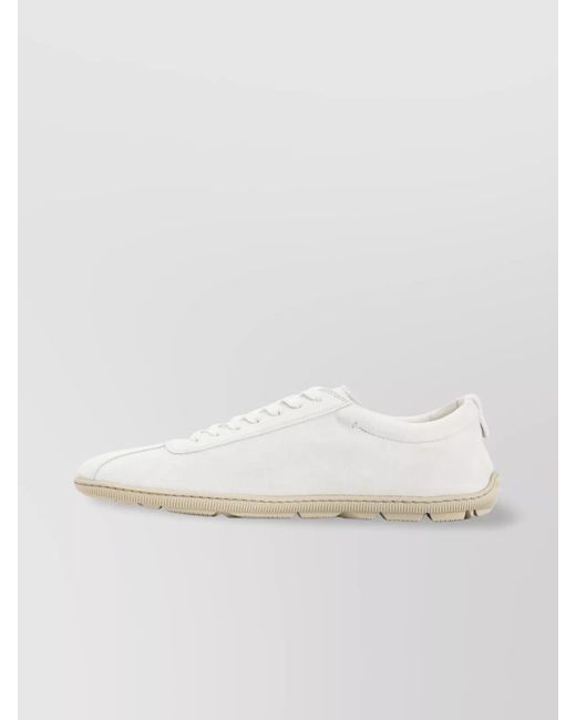 Giorgio Armani White Rubber Sole Goat Leather Sneakers for men
