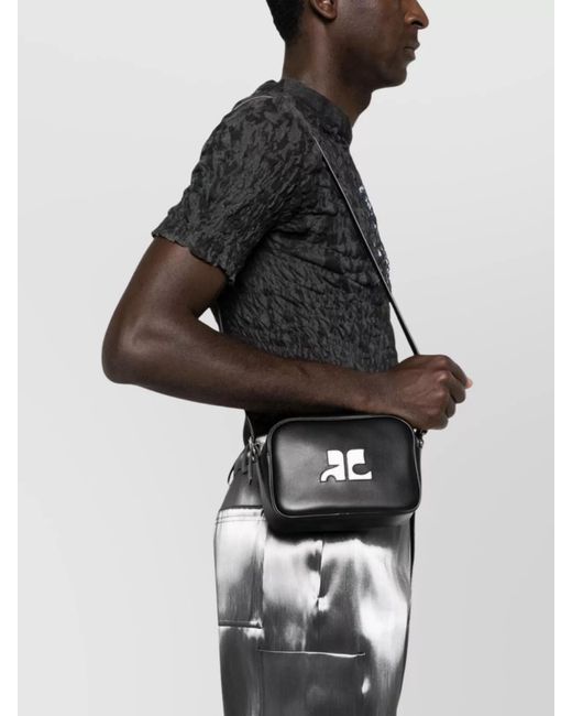 Courreges Black Réédition Leather Shoulder Bag
