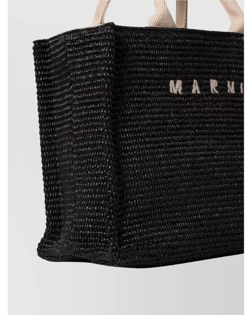 Marni Black Tropicalia Raffia-Effect Tote Bag