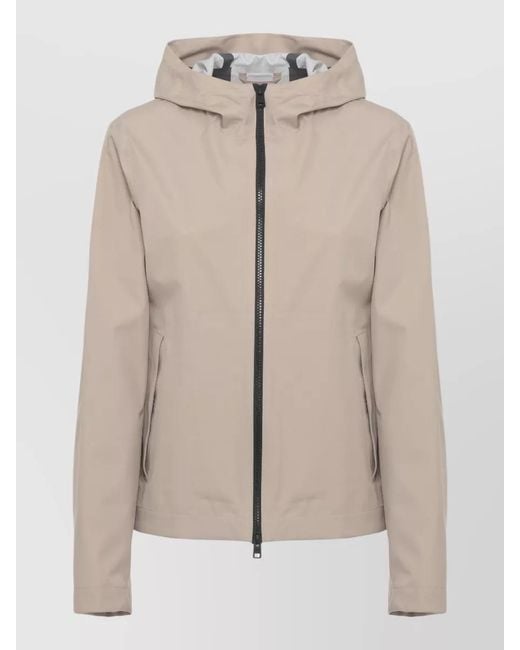 Woolrich Natural Hooded Short Jacket Adjustable Cuffs Pockets