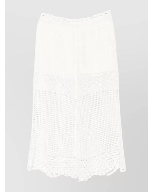 IRO White Beachwear Skirt Elastic Waist Crochet Panels