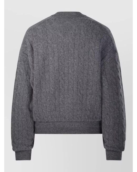 Ralph Lauren Gray Knit Bomber Jacket Long Sleeve Ribbed