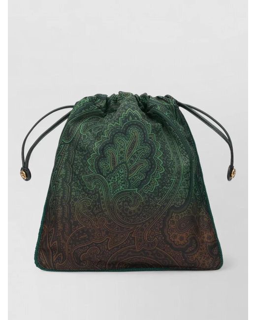 Etro Green Nylon Paisley Clutch Bag