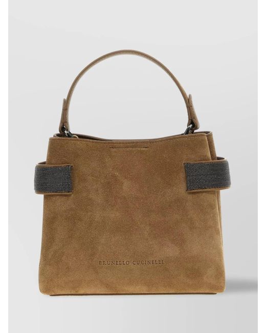 Brunello Cucinelli Brown 'Small Handbag With Adjustable Strap And Embellished Details'