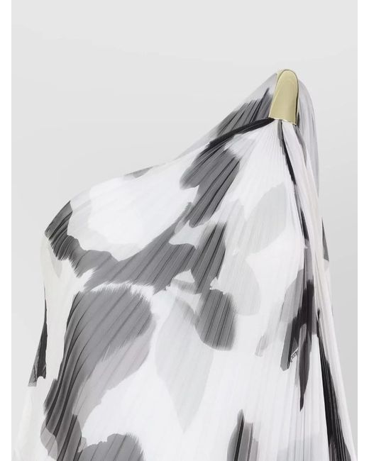 Max Mara White Pianoforte Fuggito One Shoulder Long Dress