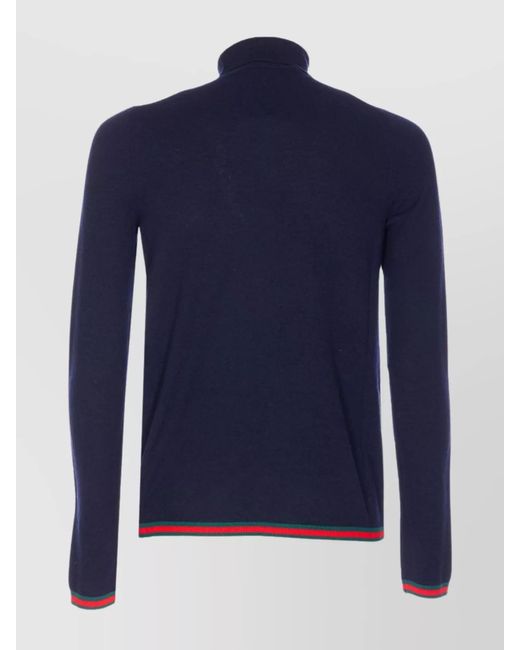 Gucci Blue Cashmere Fine-Knit Turtleneck Sweater for men