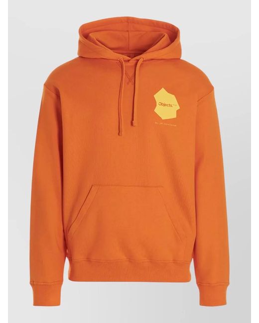 Objects IV Life Orange Continuity Graphic Hooded Sweater Front Pocket for men