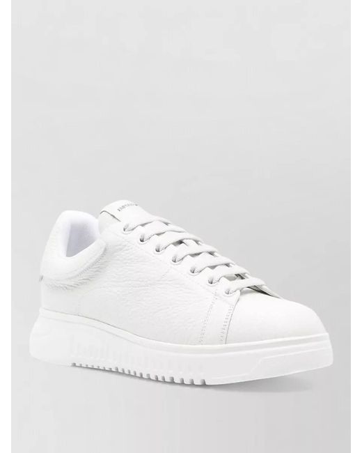 Emporio Armani Natural Leather Low-Top Sneakers for men