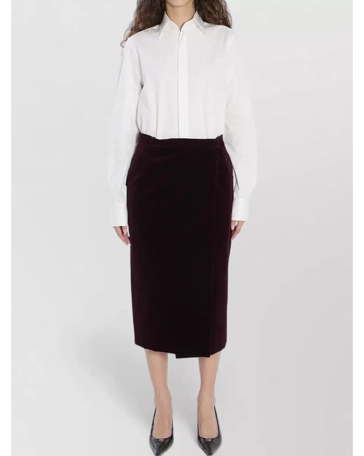 Saint Laurent Black Cotton Midi Wrap Skirt