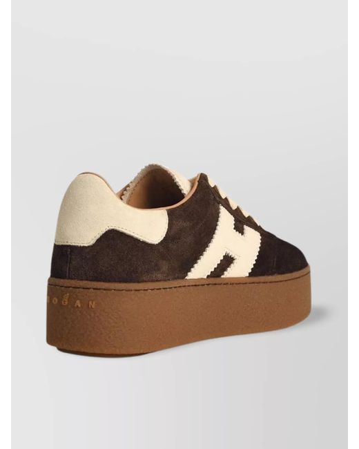 Hogan Brown Suede Platform Sole Sneakers