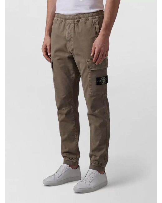 Stone Island Gray Stretch Cargo Pants Tapered Fit Old Treatment for men