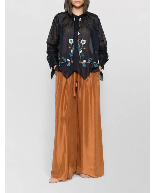 Forte_forte Blue Cotton Shirt Long Sleeves Sheer Embroidery