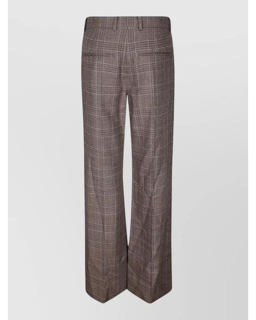 A.P.C. Brown High Waist Wide Leg Checked Suit Trousers