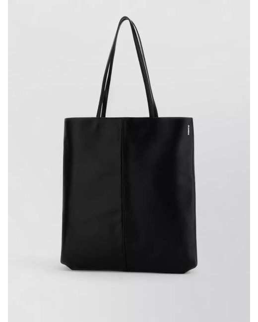 Jil Sander Black Linea Leather Shopping Bag Dual Handles