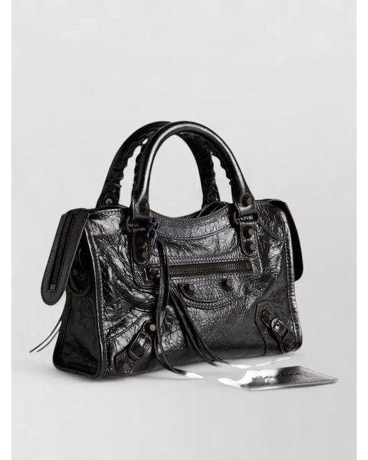 Balenciaga Black Mini Bag Nylon Detail Silk Top Handles