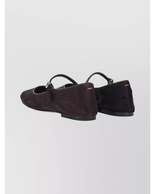 Aeyde Black Leather Mary Jane Ballerina Flats