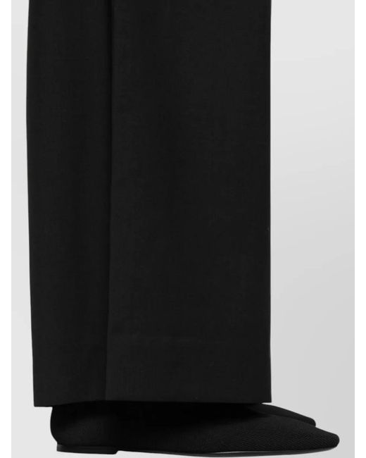 Totême Black Wool Drawstring Wide-Leg Trousers