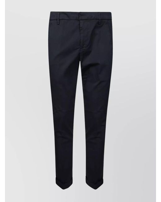 Dondup Blue Cotton Straight-Leg Chino Trousers for men
