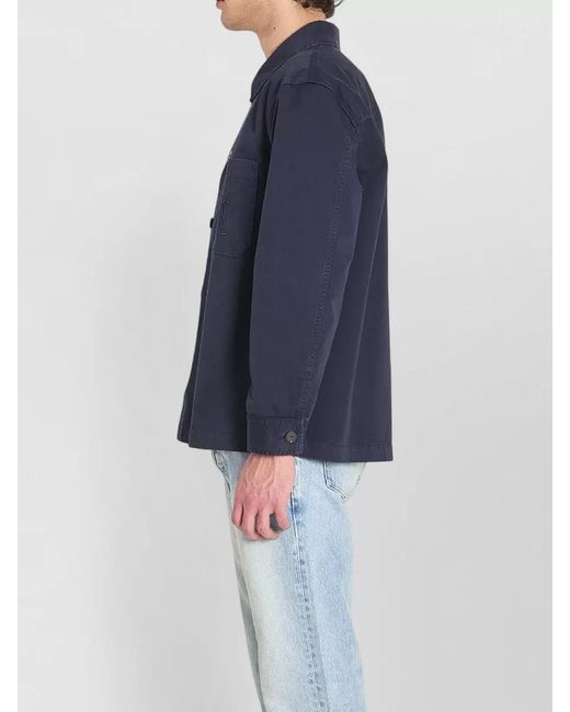 Saint Laurent Blue Cassandre Cotton Gabardine Oversized Overshirt for men