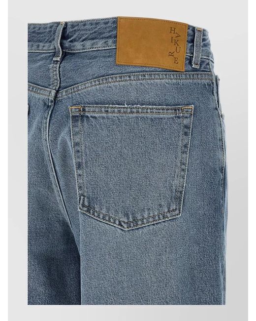 Haikure Blue Denim High-Rise Straight-Leg Cropped Jeans