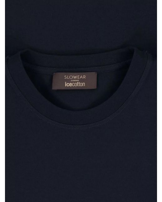 Zanone Blue Cotton Short-Sleeve T-Shirt for men
