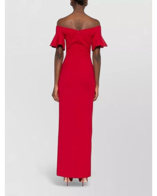 Solace London Red Off-Shoulder Maxi Dress