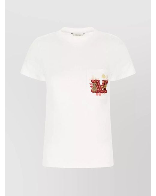 Max Mara White Cotton Logo-Embroidered T-Shirt