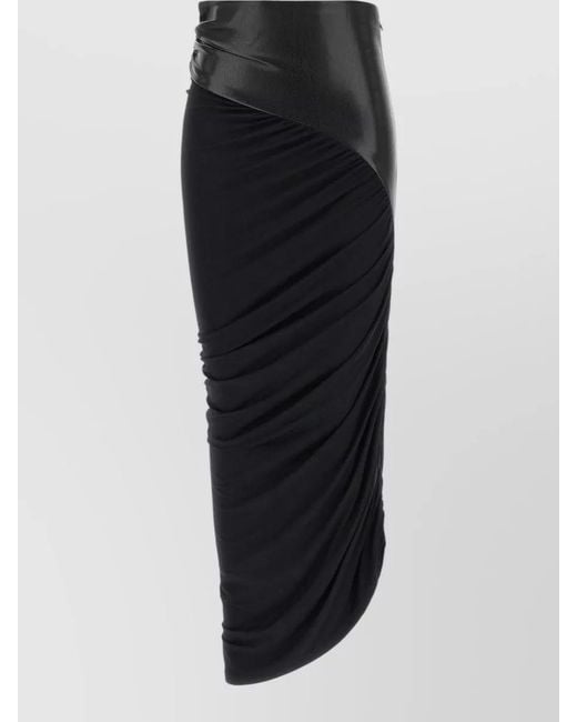 ANDAMANE Black Ursula High Waist Ruched Asymmetrical Skirt