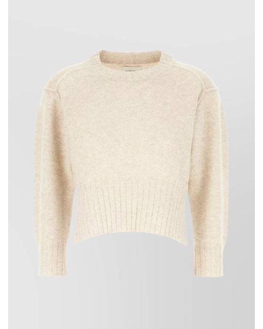 Loulou de Saison White Cashmere Ribbed Crew-Neck Short Sweater
