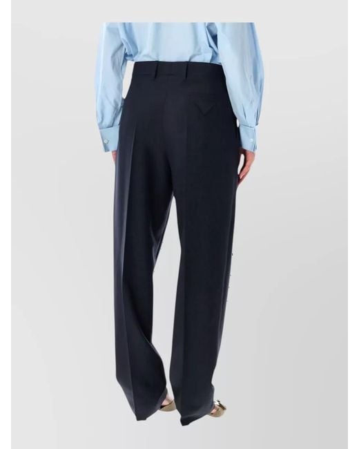 Prada Blue Pleated High-Rise Tailored Trousers